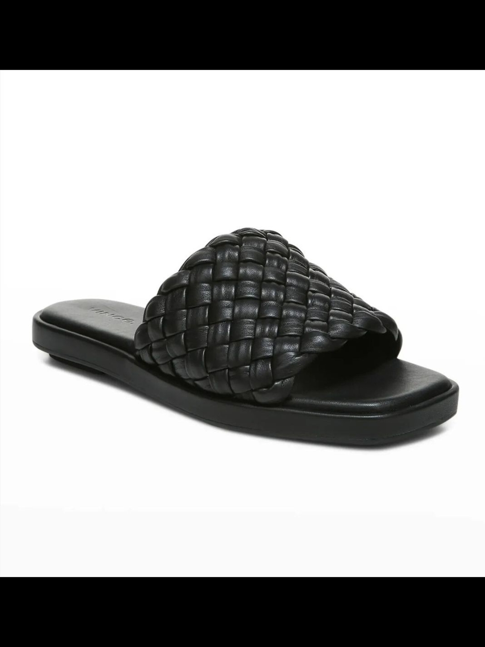 Vince Woven Leather Slide Sandal - Black